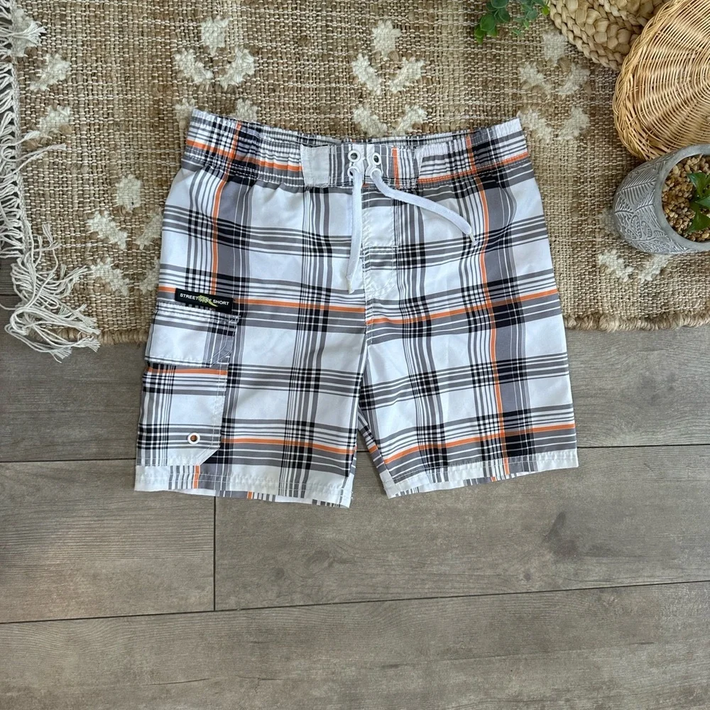 Sunproof by Weatherproof Boys Plaid Surf Swim Trunks Swim Shorts Size 5/6